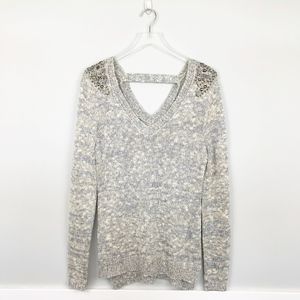 Maurices Metallic Stitch Embellish V Neck Sweater